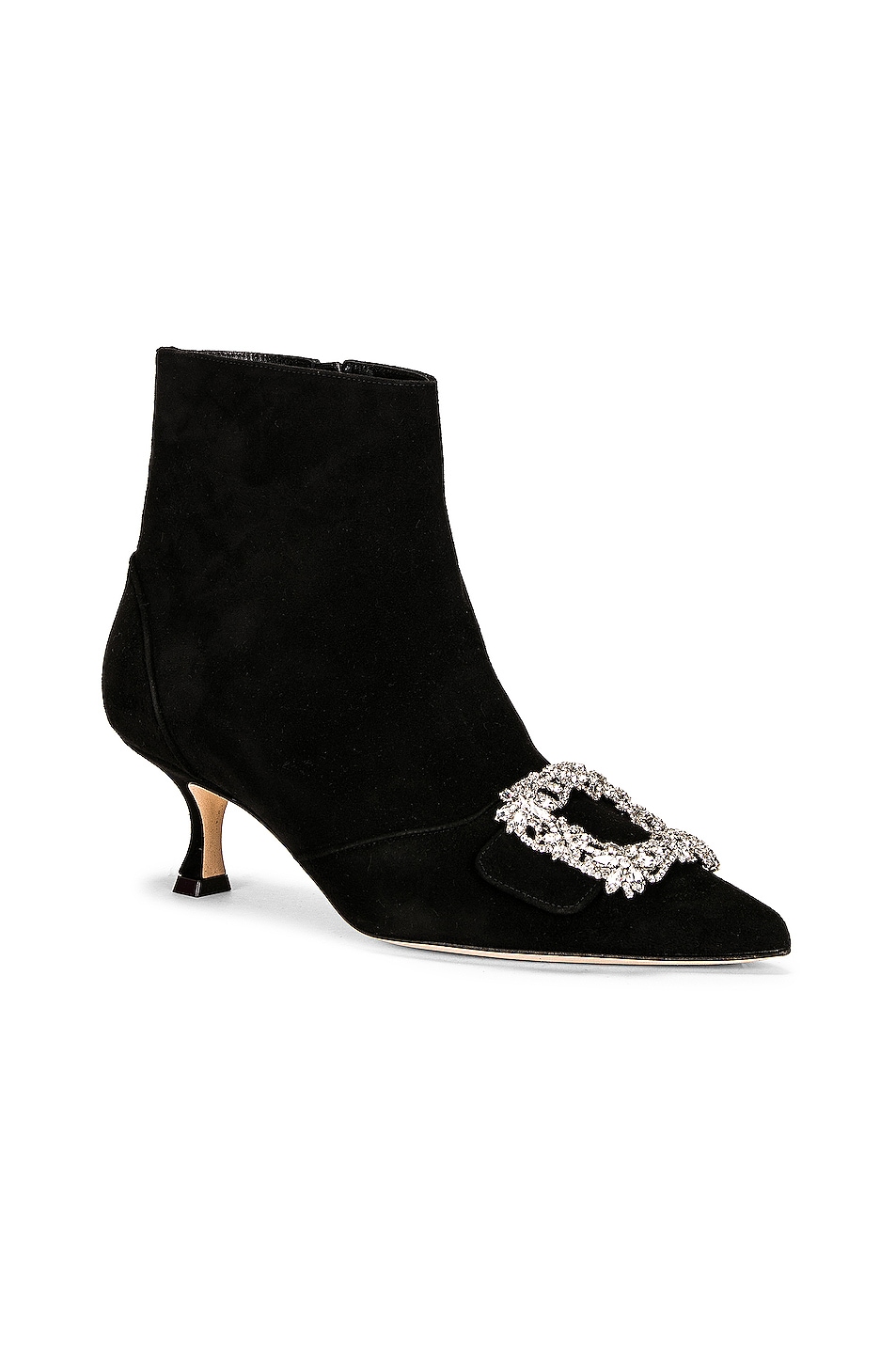 Manolo Blahnik Suede Baylow Jewel 50 Boot in Black | FWRD