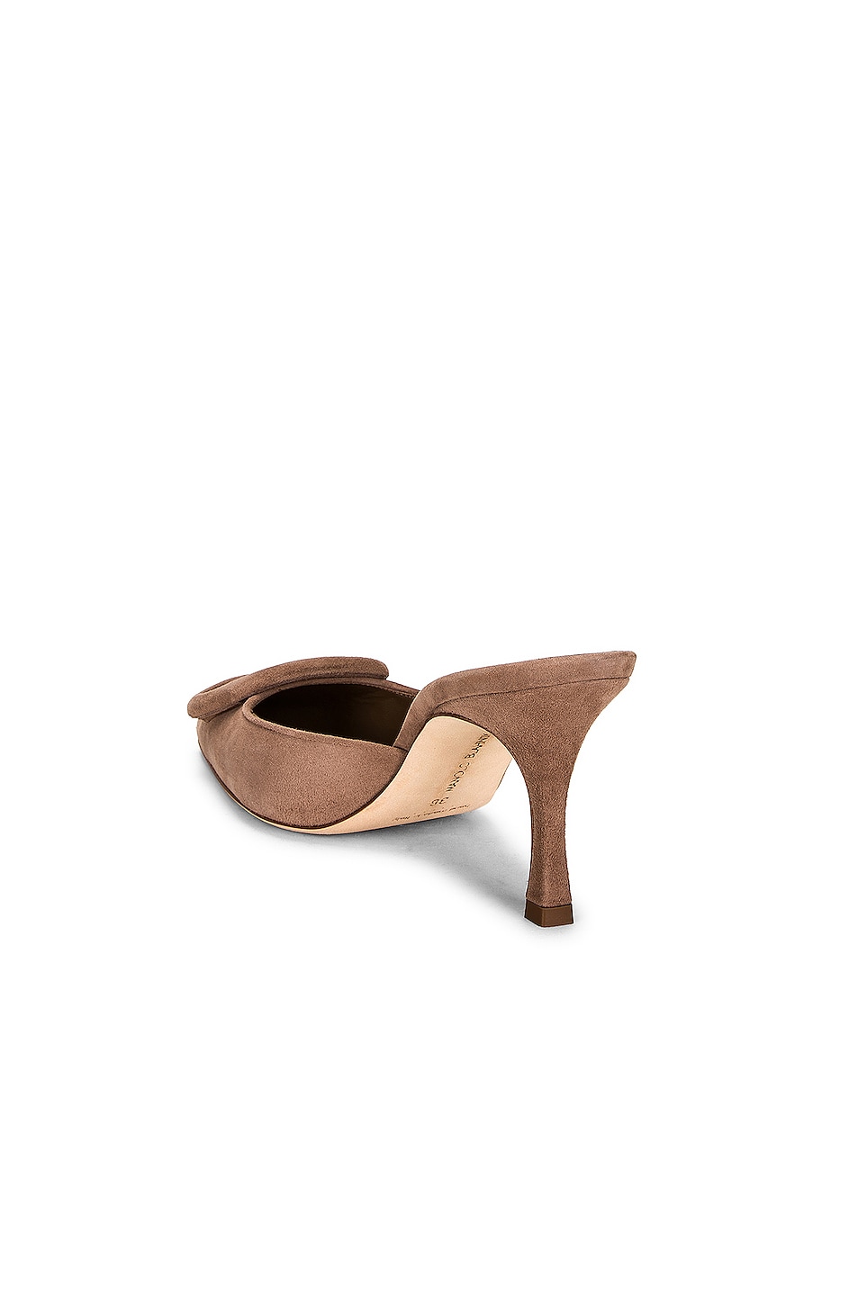 Image 3 of Manolo Blahnik Maysale 70 Suede Mule in Dark Nude