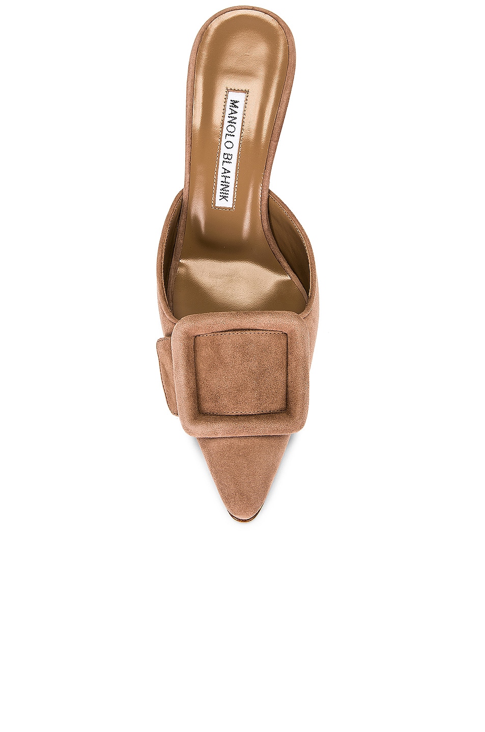 Image 4 of Manolo Blahnik Maysale 70 Suede Mule in Dark Nude