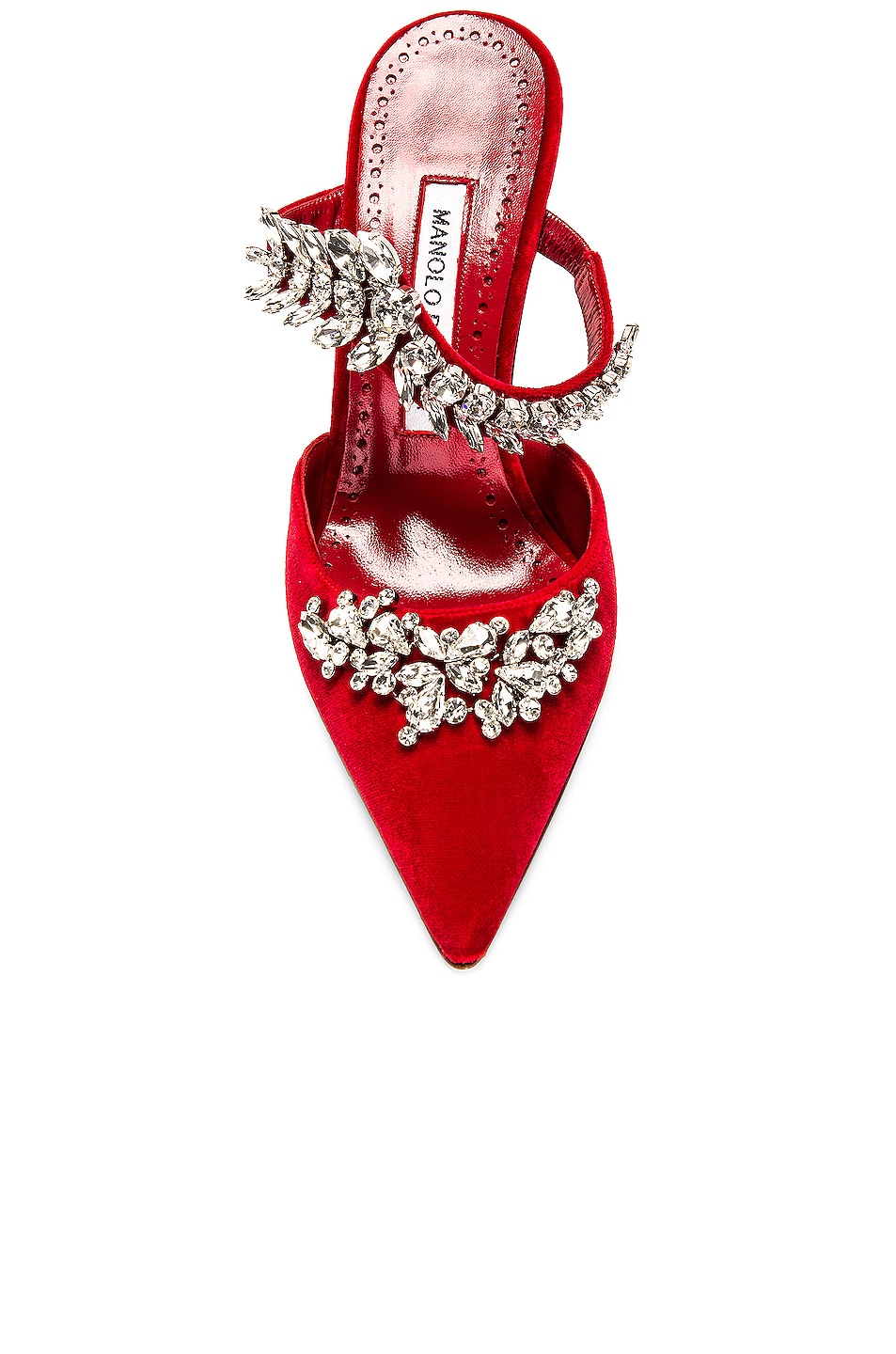 Manolo Blahnik Velvet Lurum 90 Mule In Bright Red Fwrd