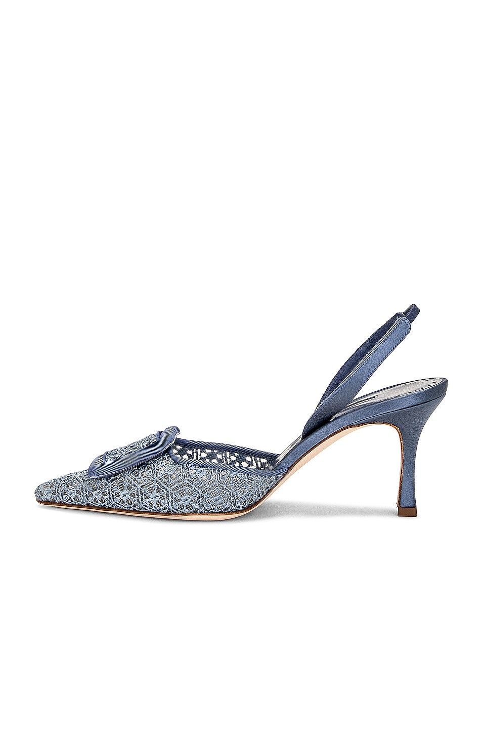 Manolo Blahnik Maysli 70 Lace Pump in Light Blue | FWRD