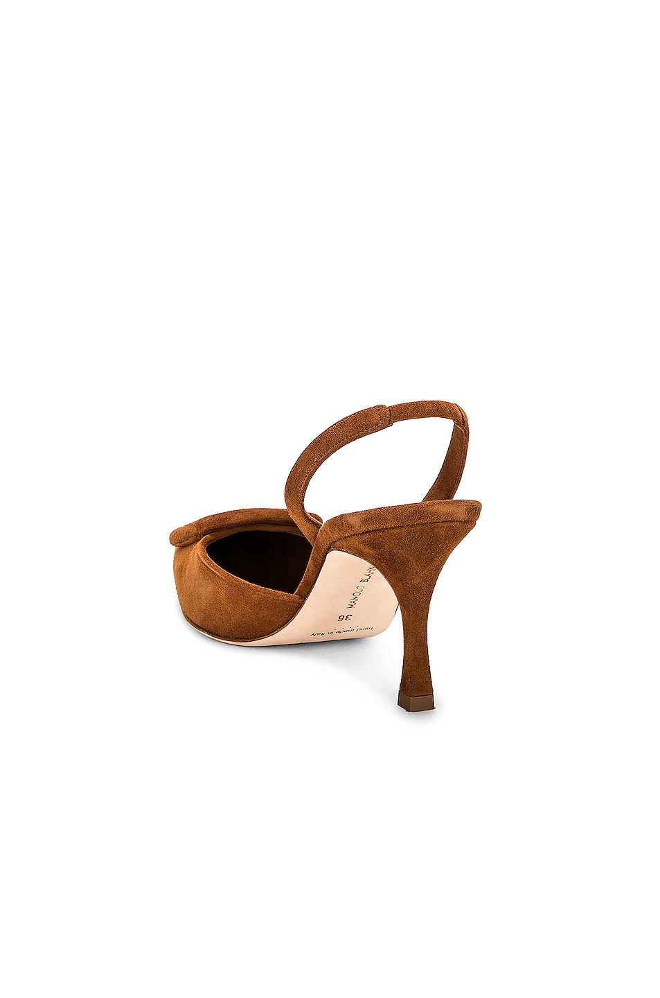 MANOLO BLAHNIK Maysli 70 Suede Slingback In Medium Brown thumbnail