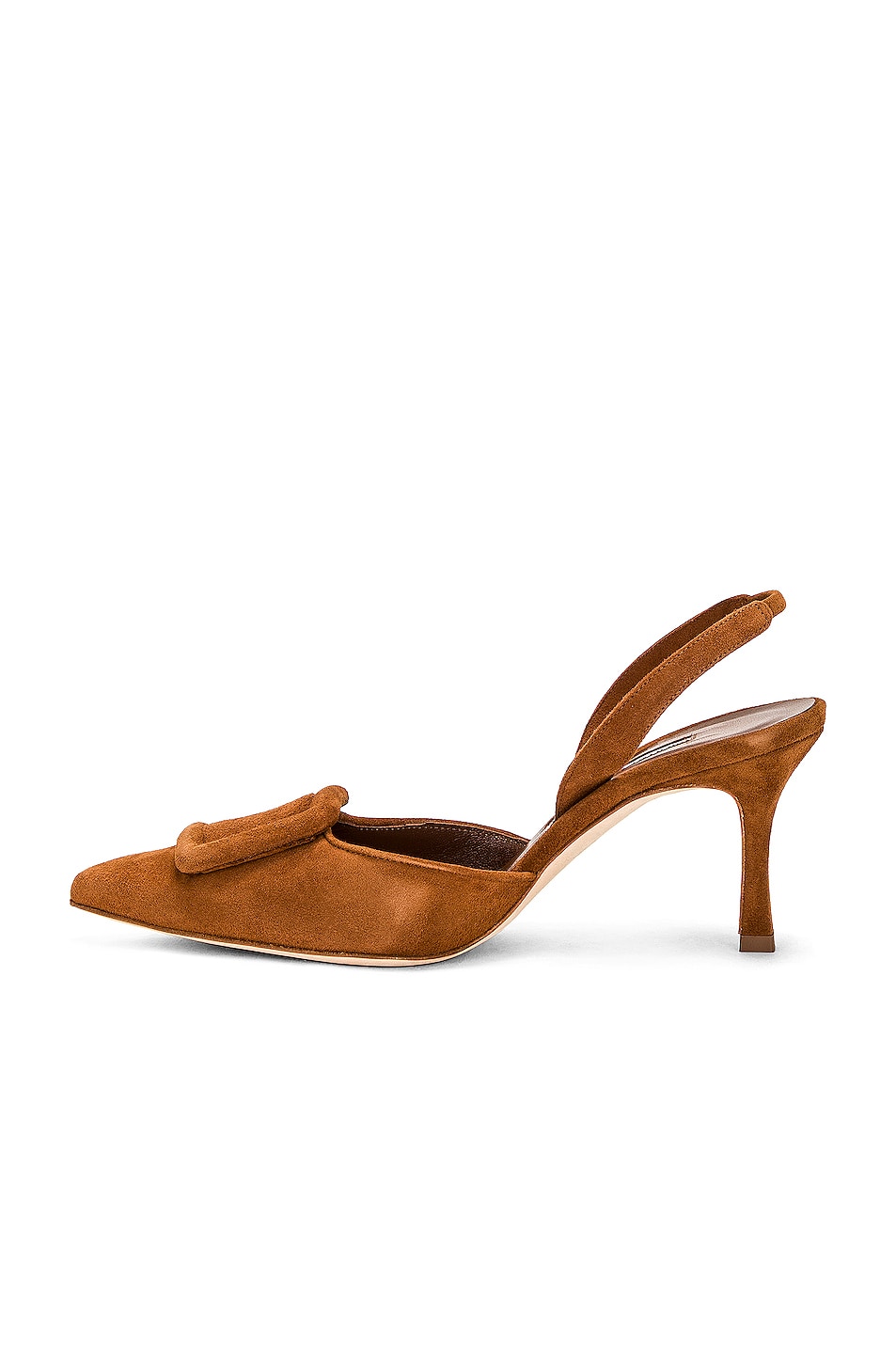 MANOLO BLAHNIK Maysli 70 Suede Slingback In Medium Brown thumbnail