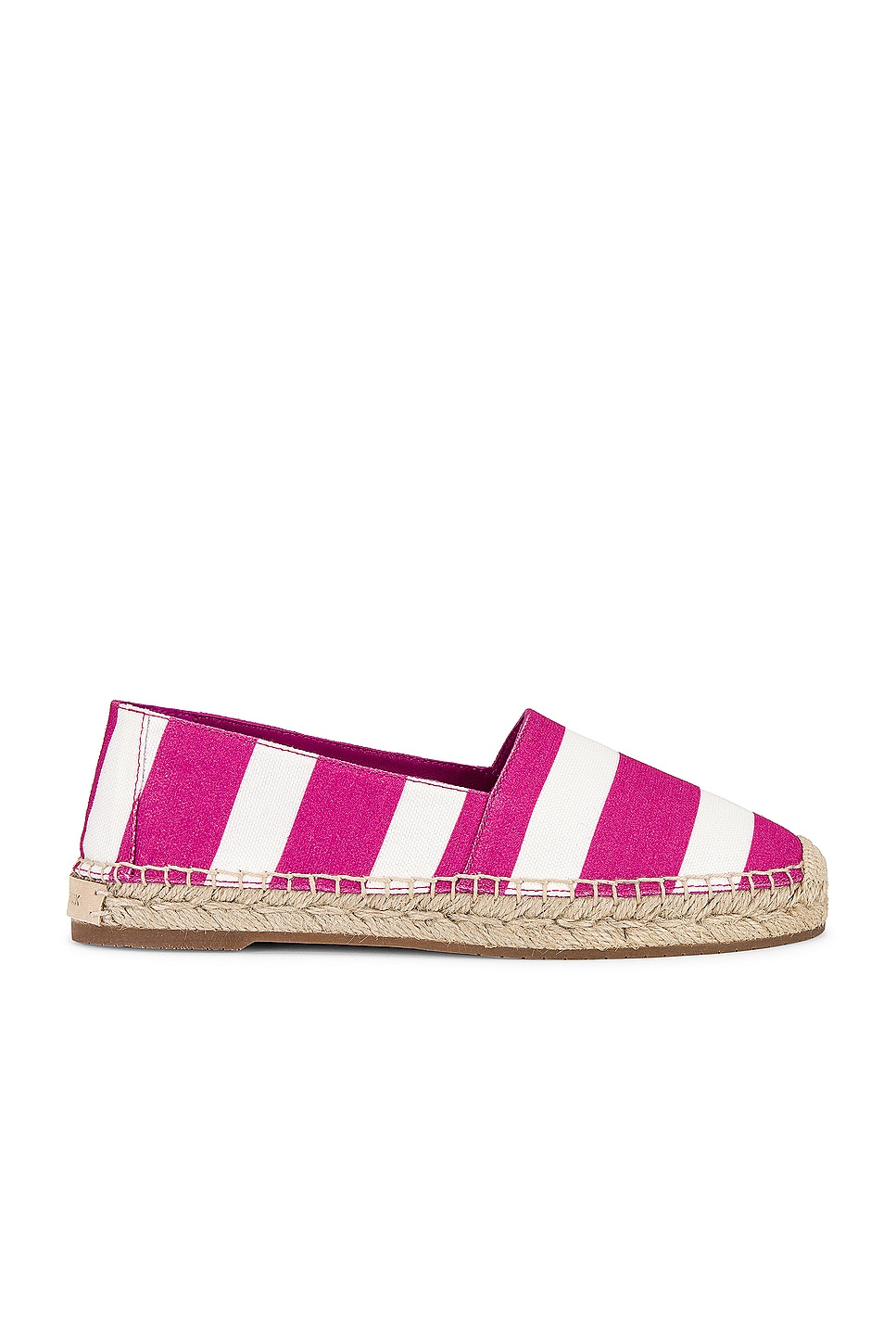 Image 1 of Manolo Blahnik Sombrille Espadrille in Bright Pink Striped Cotton Fabric