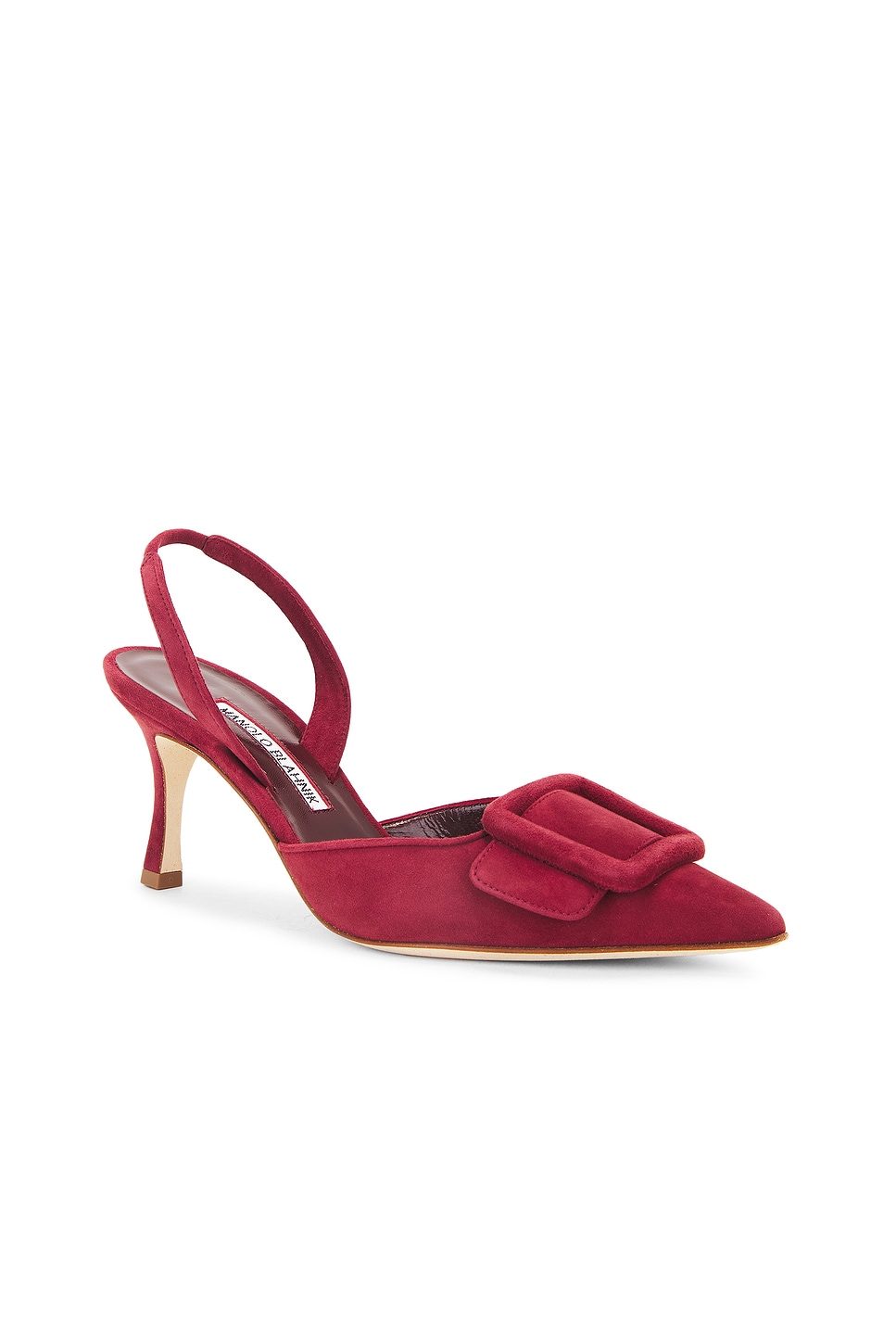 Shop Manolo Blahnik Maysli 70 Suede Pump In Dark Red