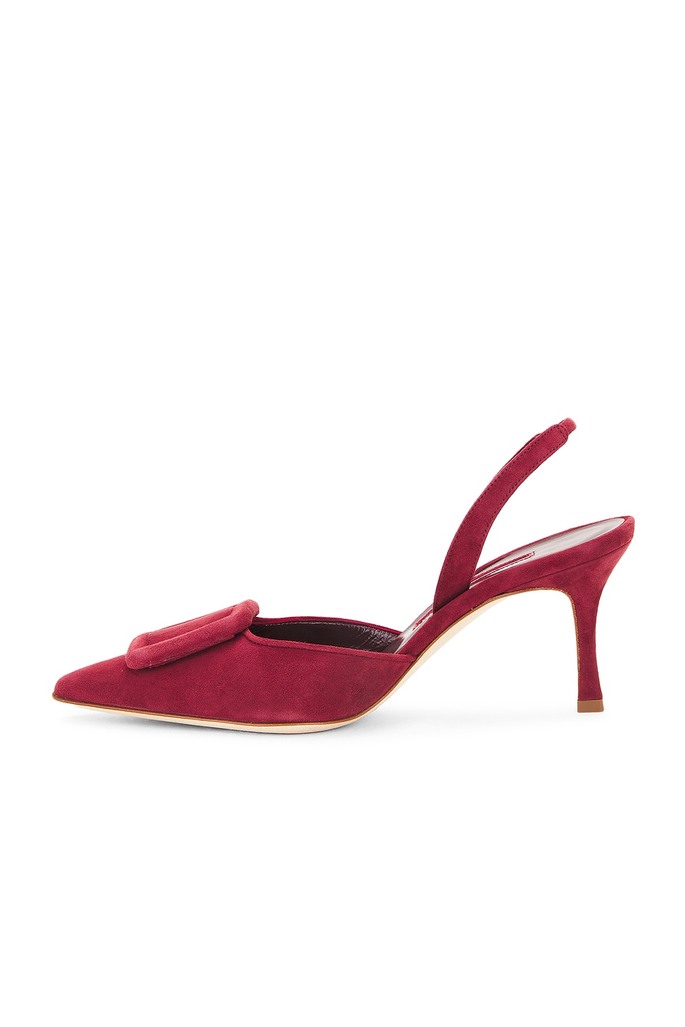 Manolo Blahnik Maysli 70 Suede Pump In Dark Red Fwrd