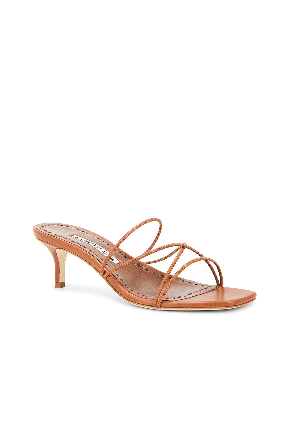 Shop Manolo Blahnik Ninfemu 50 Nappa Sandal In Medium Brown