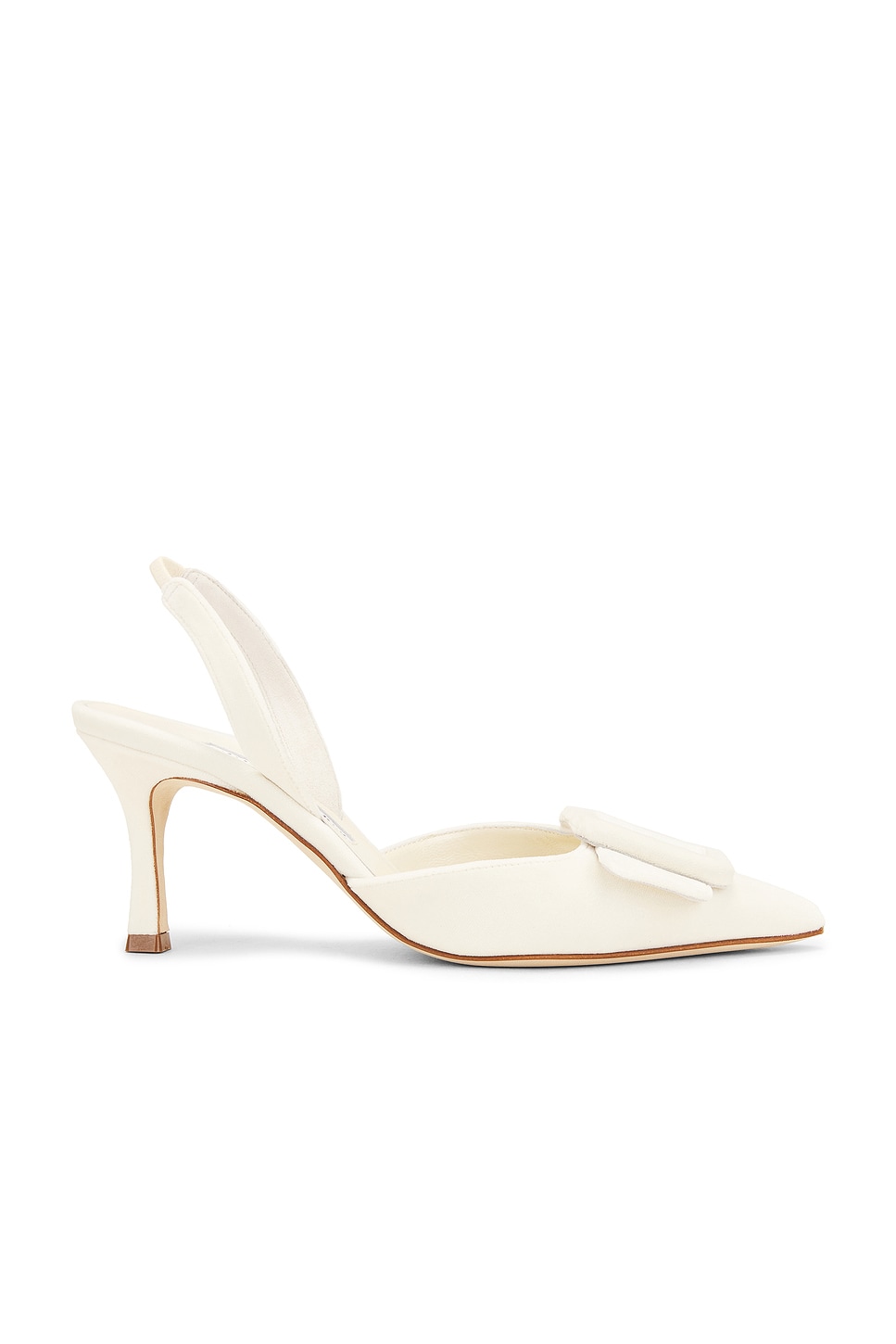 Shop Manolo Blahnik Maysli 70 Velvet Pump In Dark Cream