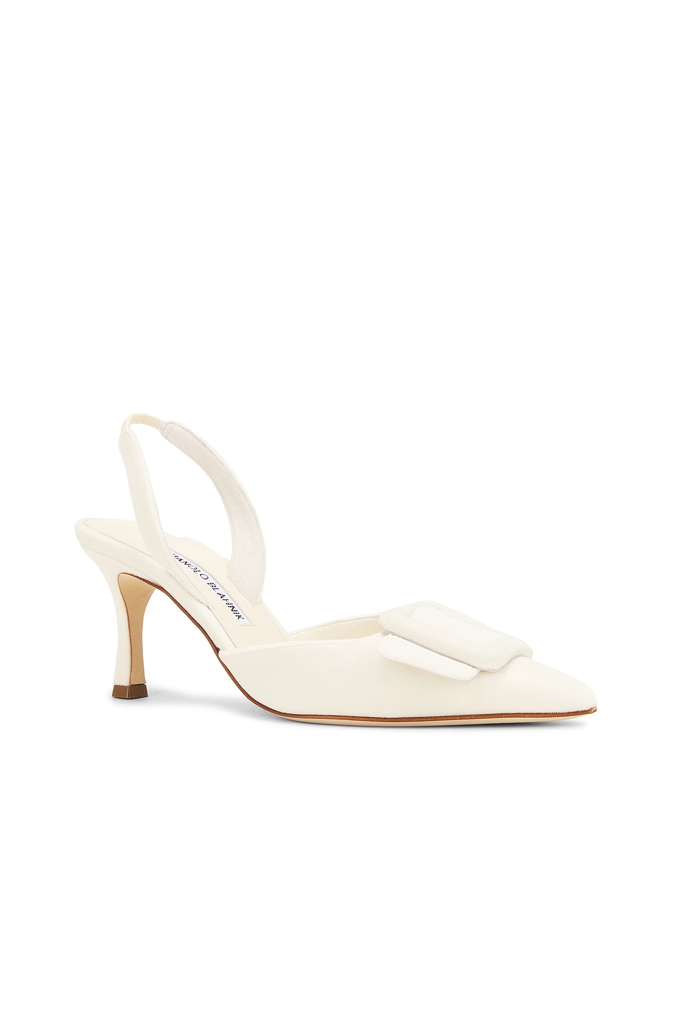 Shop Manolo Blahnik Maysli 70 Velvet Pump In Dark Cream