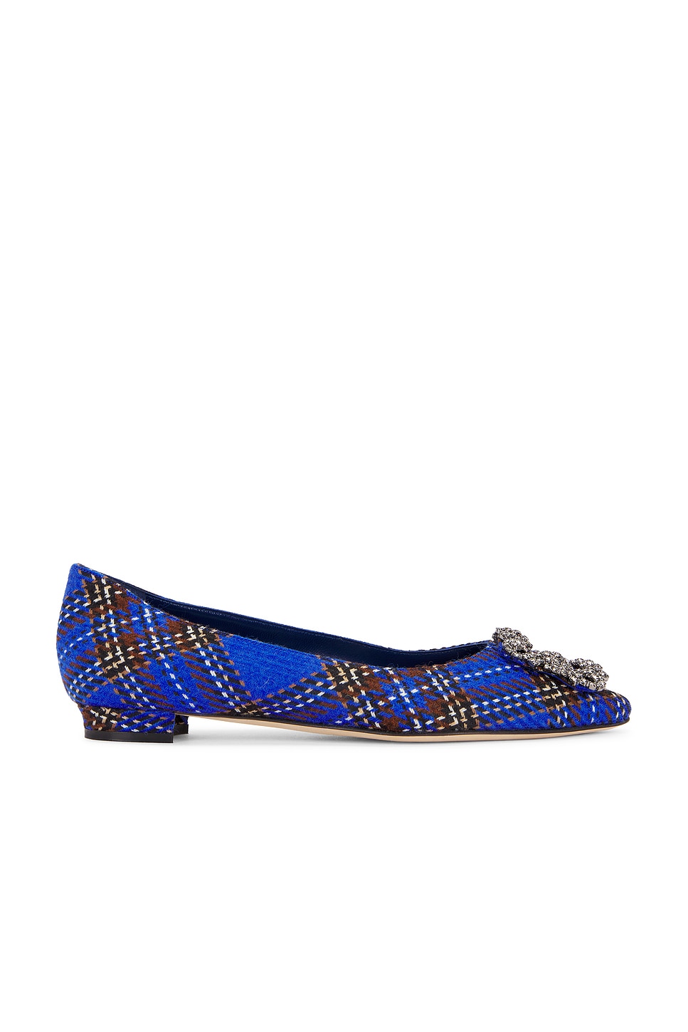 Shop Manolo Blahnik Hangisi Wool Flat In Blue