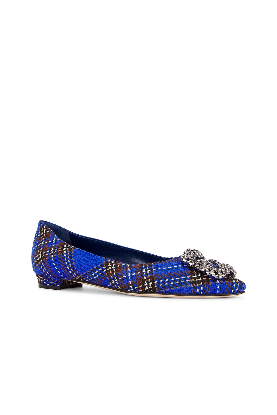 Shop Manolo Blahnik Hangisi Wool Flat In Blue