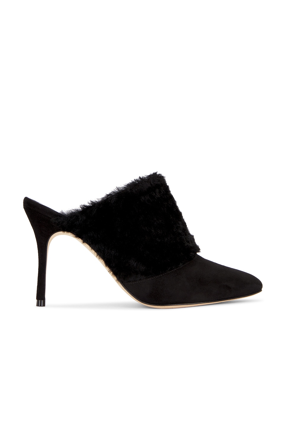 Image 1 of Manolo Blahnik Pelos 90 Suede Mule in Black