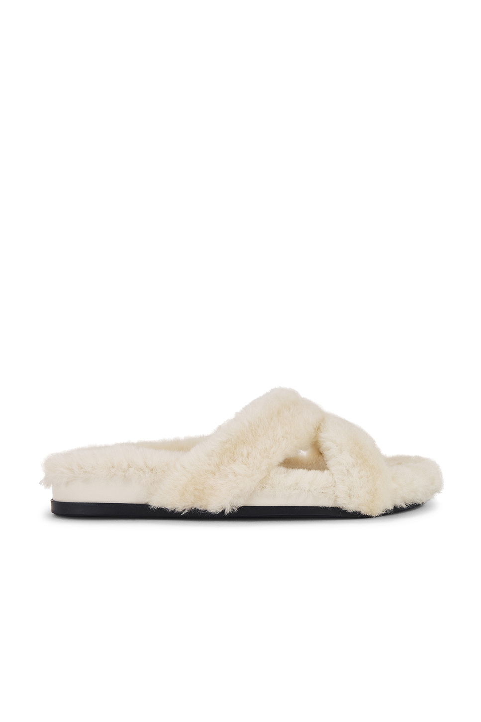 Image 1 of Manolo Blahnik Chilpa Shearling Flat in Dark Cream