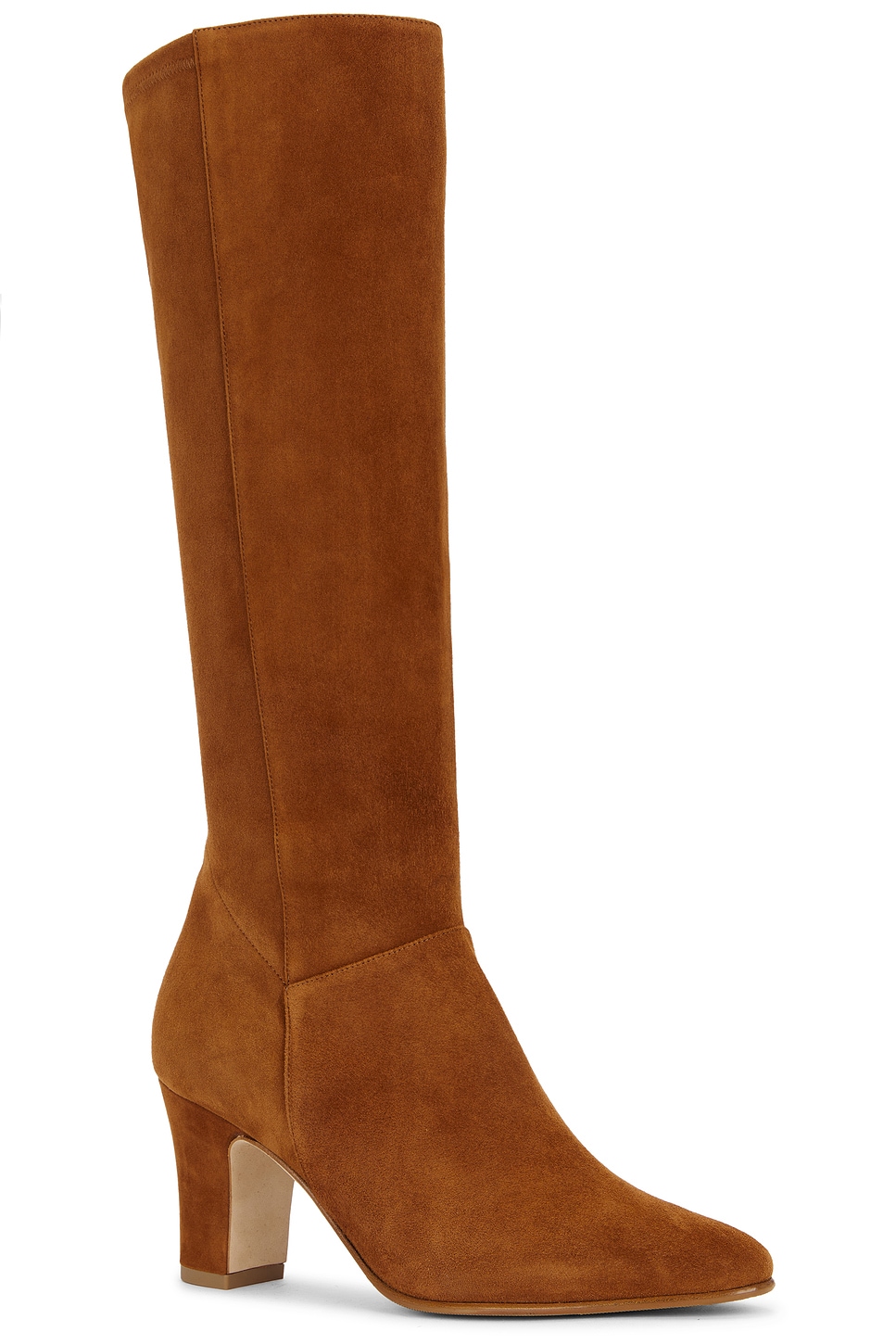 Manolo Blahnik Pitana Suede Block-heel Knee Boots In Brown