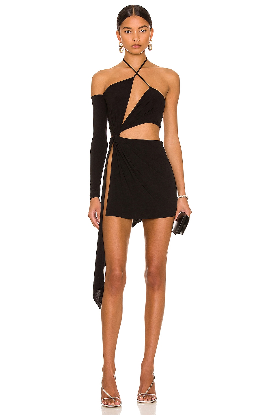 Image 1 of MONOT Cut Out Mini Dress in Black