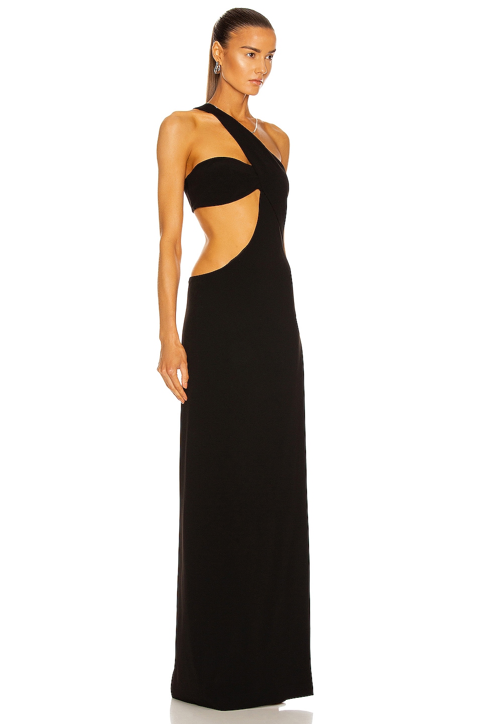 MONOT Cutout One Shoulder Maxi Dress in Black | FWRD