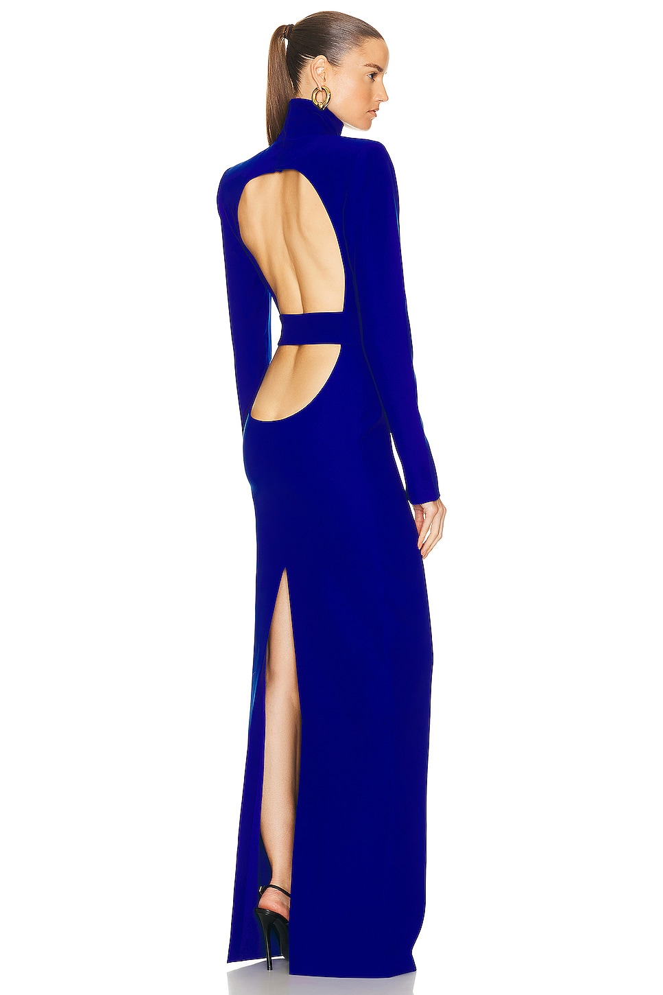 Image 1 of MONOT High Neck Back Cutout Dress in Blue