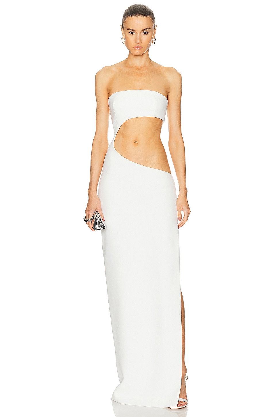 Image 1 of MONOT Long Strapless Cut Out Dress in White