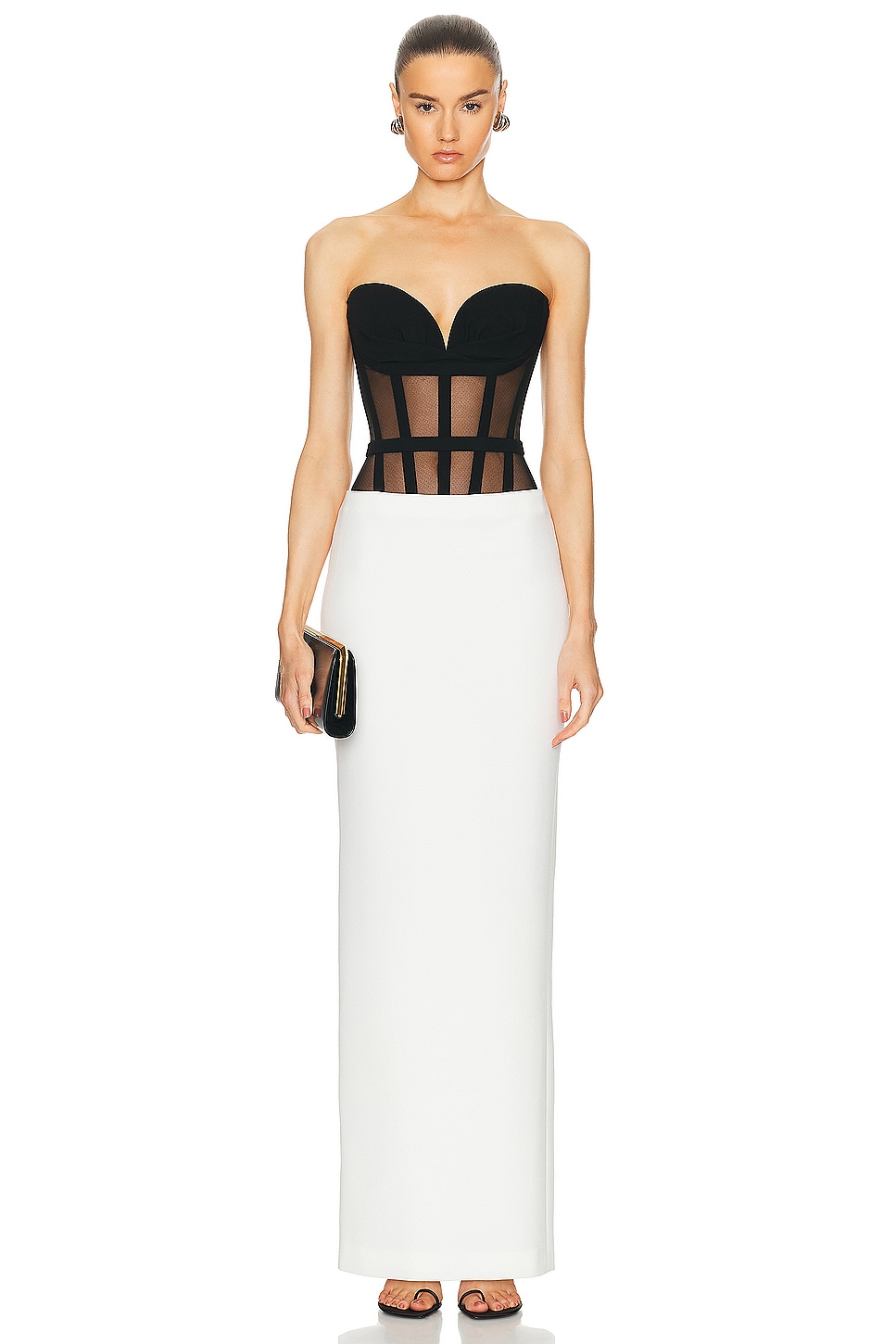 Image 1 of MONOT Bustier Maxi Dress in Black & White