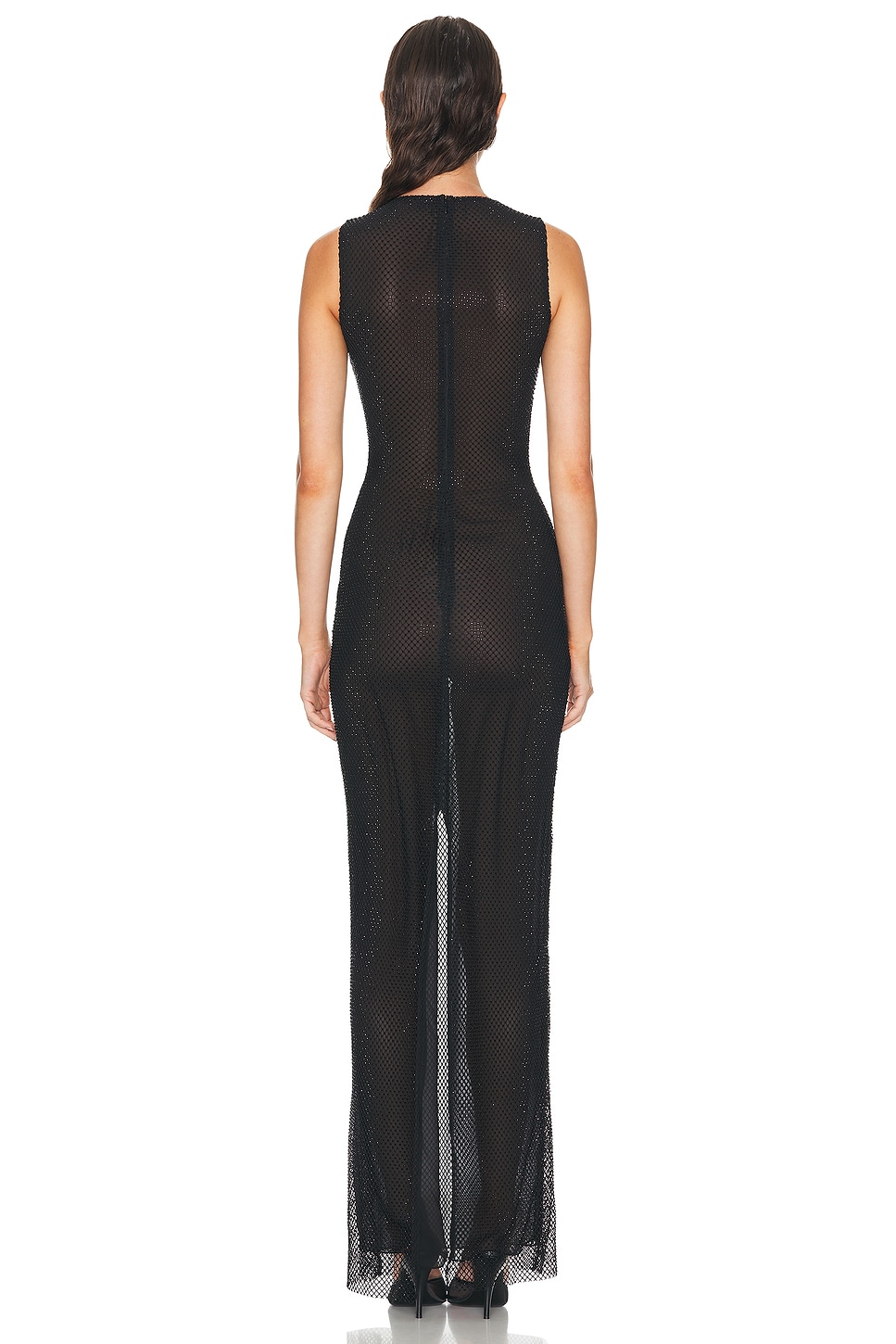 Mônot Crystal Net Sleeveless Maxi Dress