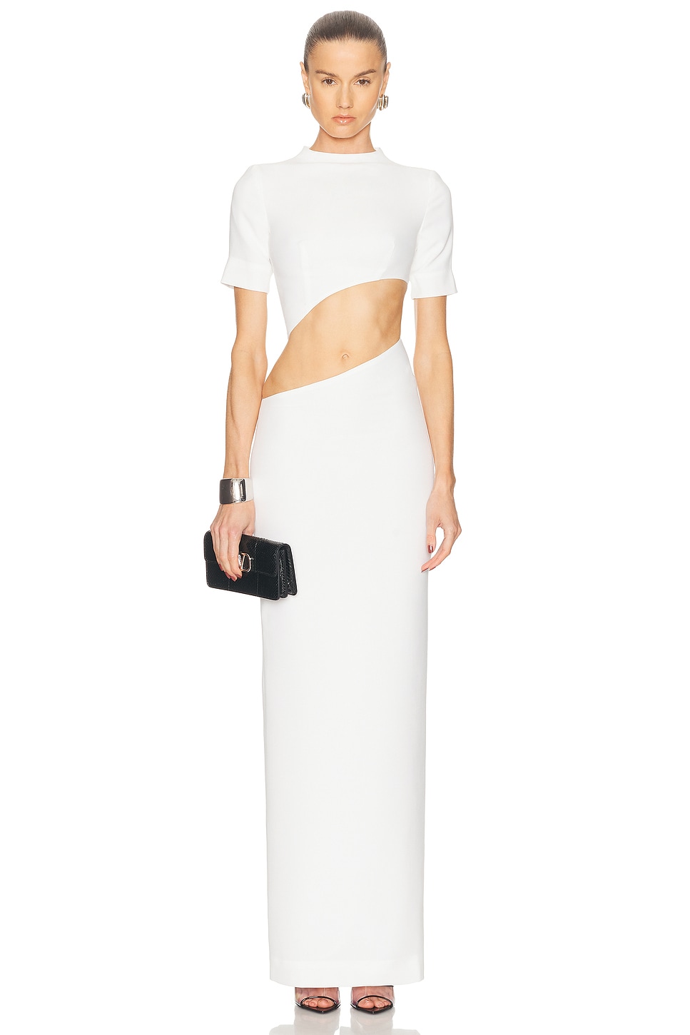 Image 1 of MONOT Short Sleeve Front Cutout Dress in White