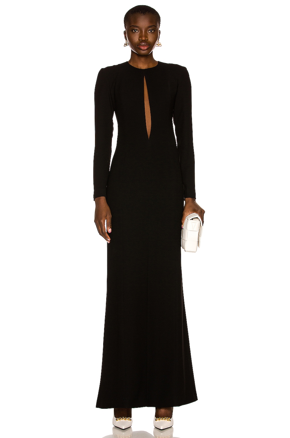 Image 1 of MONOT Front Cutout Long Sleeve Maxi Dress in Black