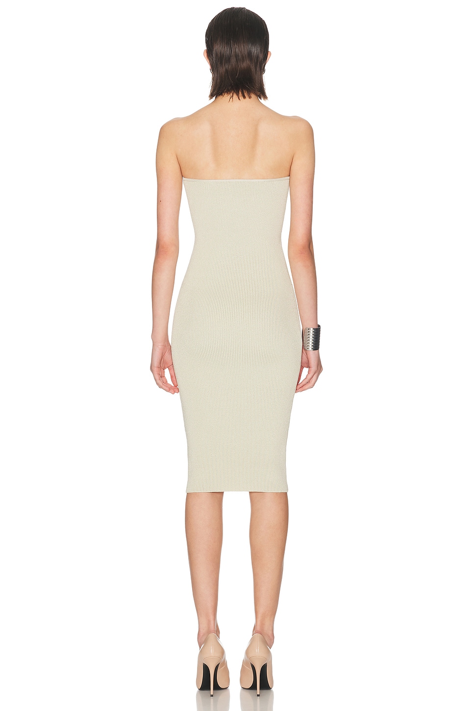 Mônot Flat Knit Strapless Midi Dress