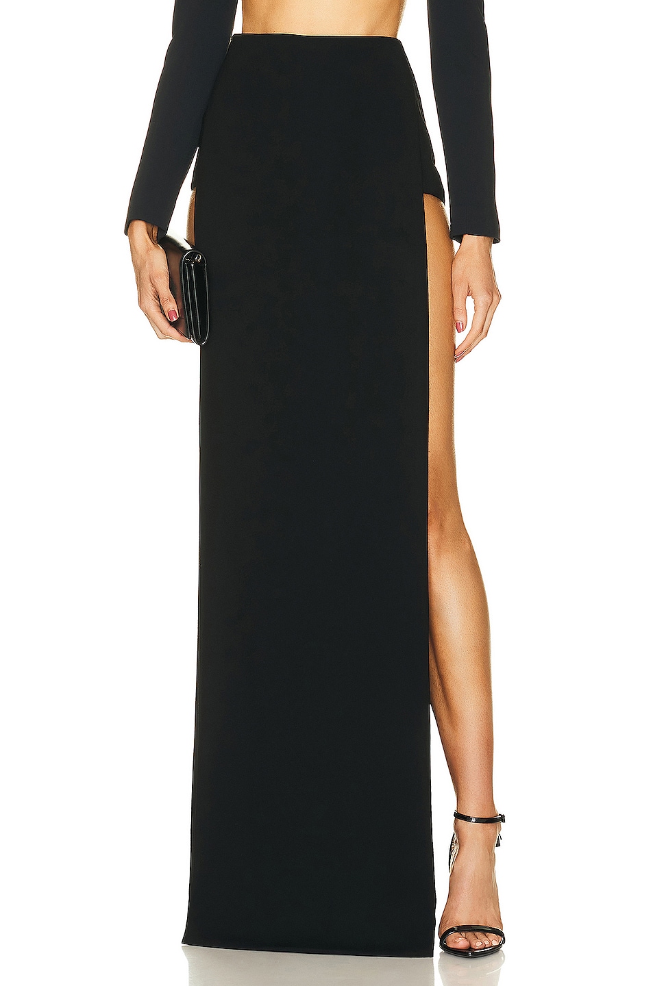 Image 1 of MONOT High Slit Long Skirt in Black