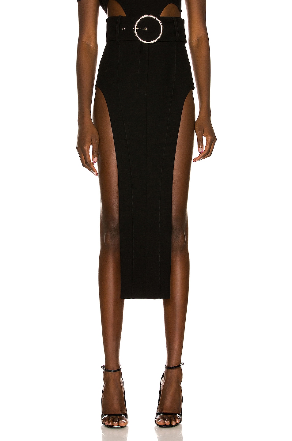 Image 1 of MONOT High Slit Midi Skirt in Black