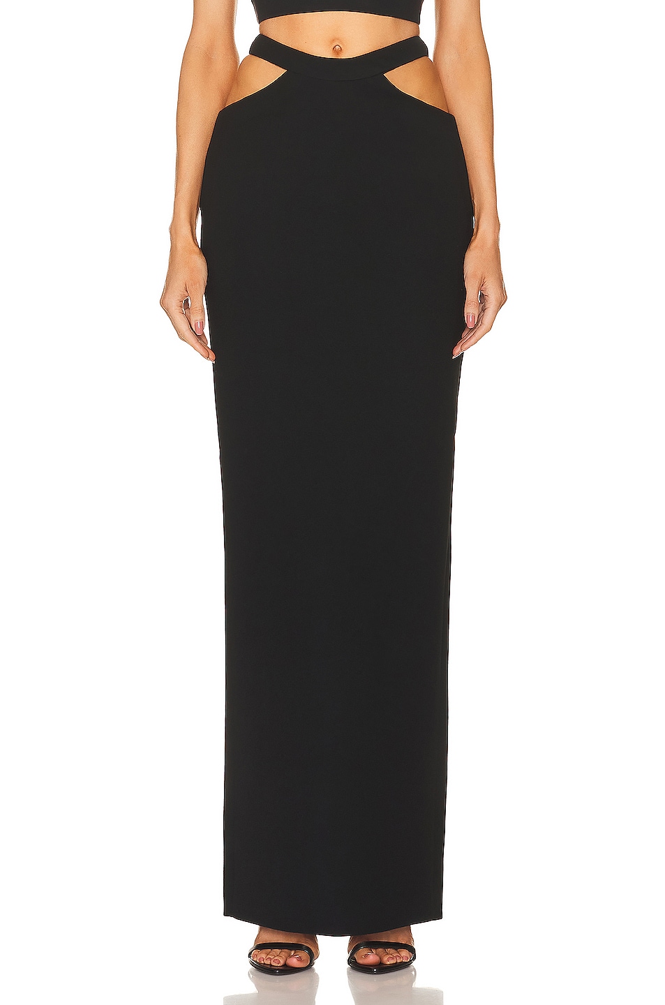 Image 1 of MONOT Cut Out Maxi Skirt in Black