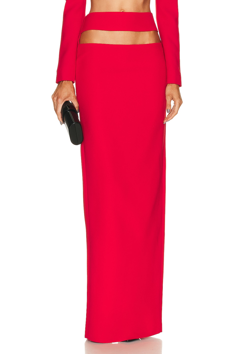 Image 1 of MONOT Cutout Long Pencil Skirt in Red