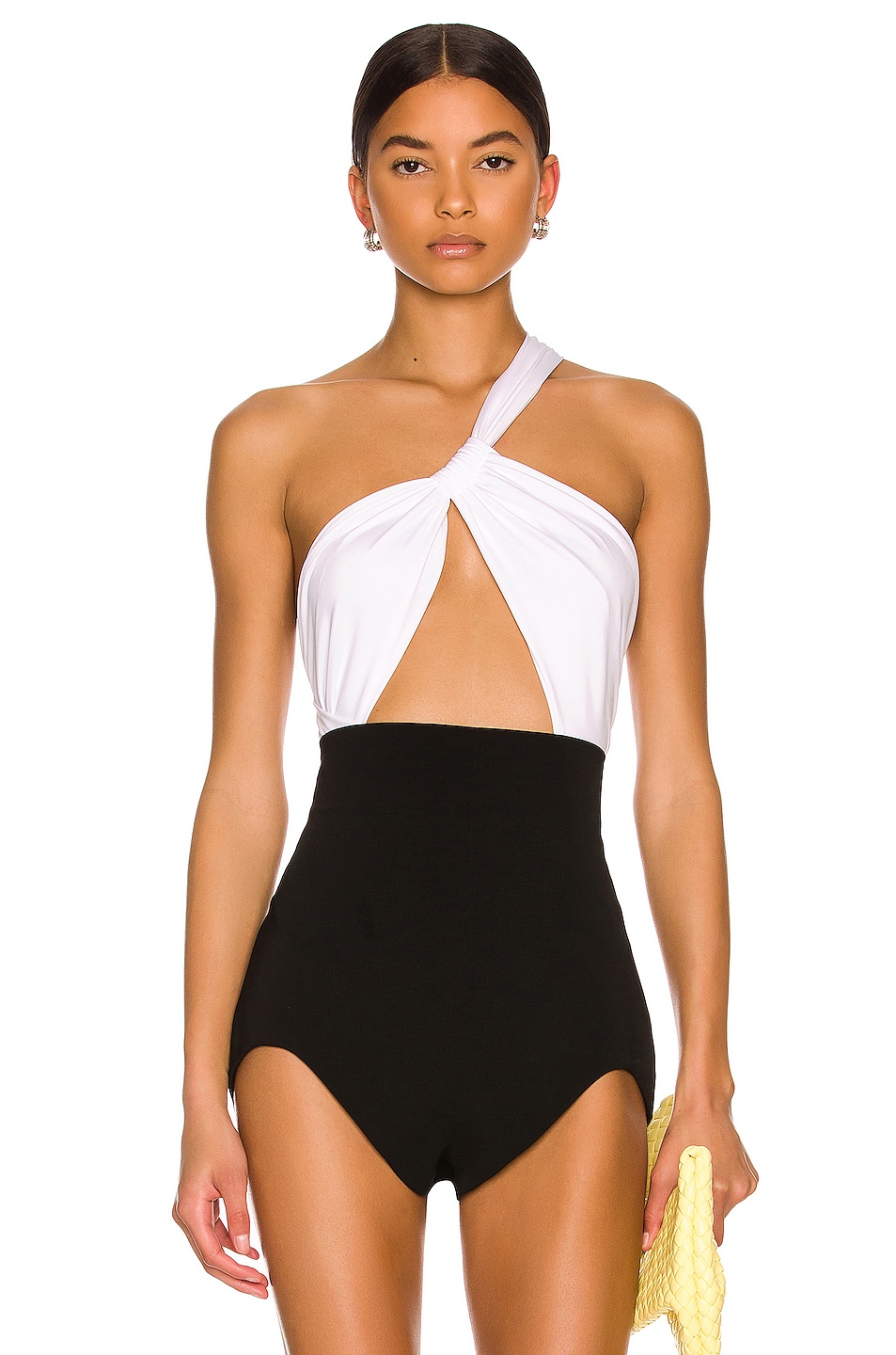 Image 1 of MONOT One Shoulder Cutout Bodysuit in White