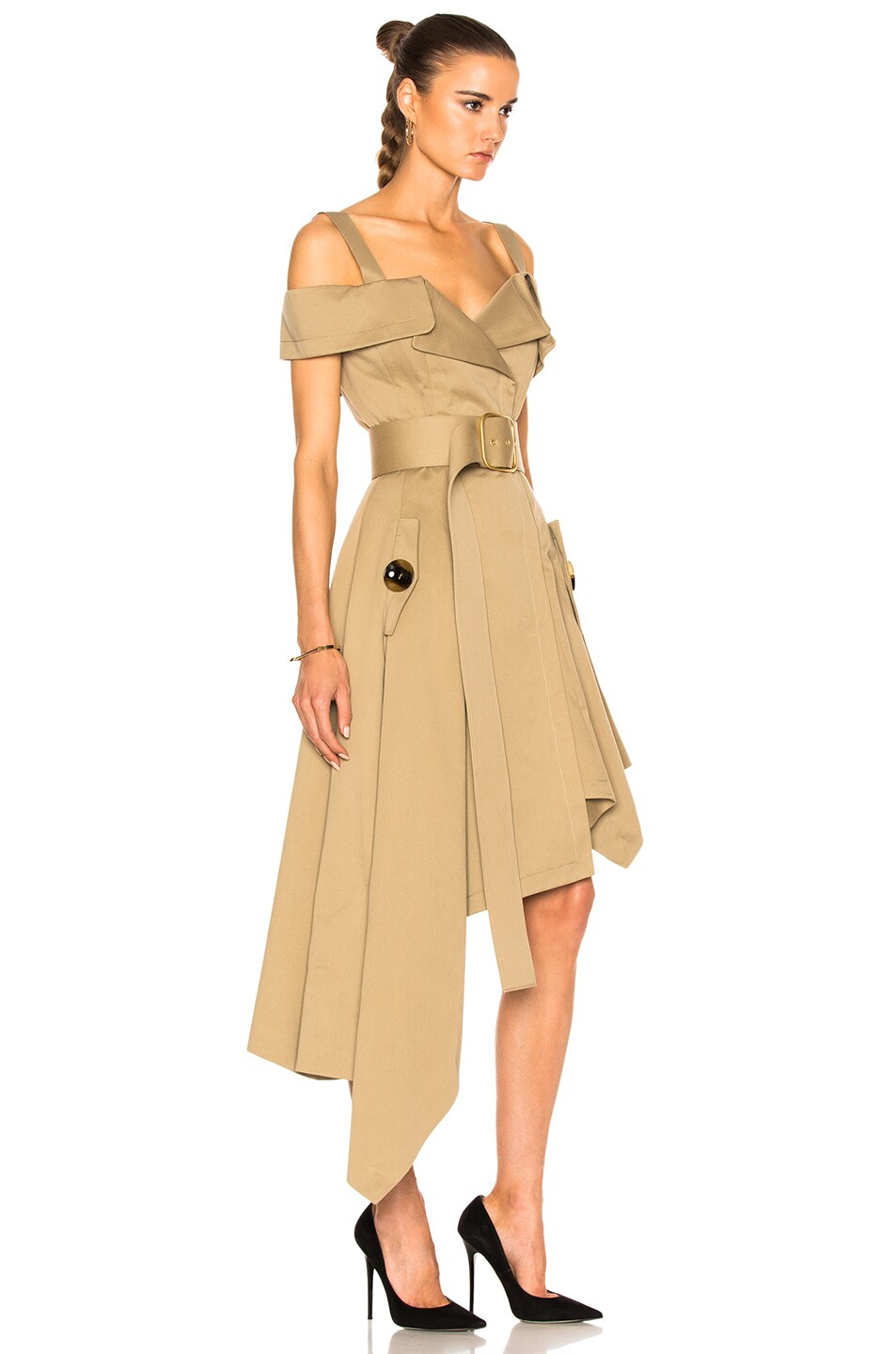 Monse Cotton Canvas Dress in Khaki FWRD