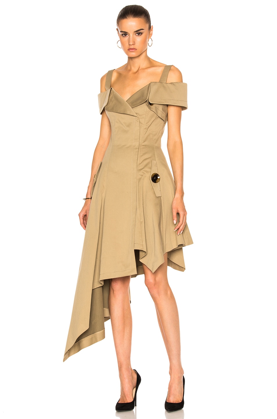 Monse Cotton Canvas Dress in Khaki FWRD