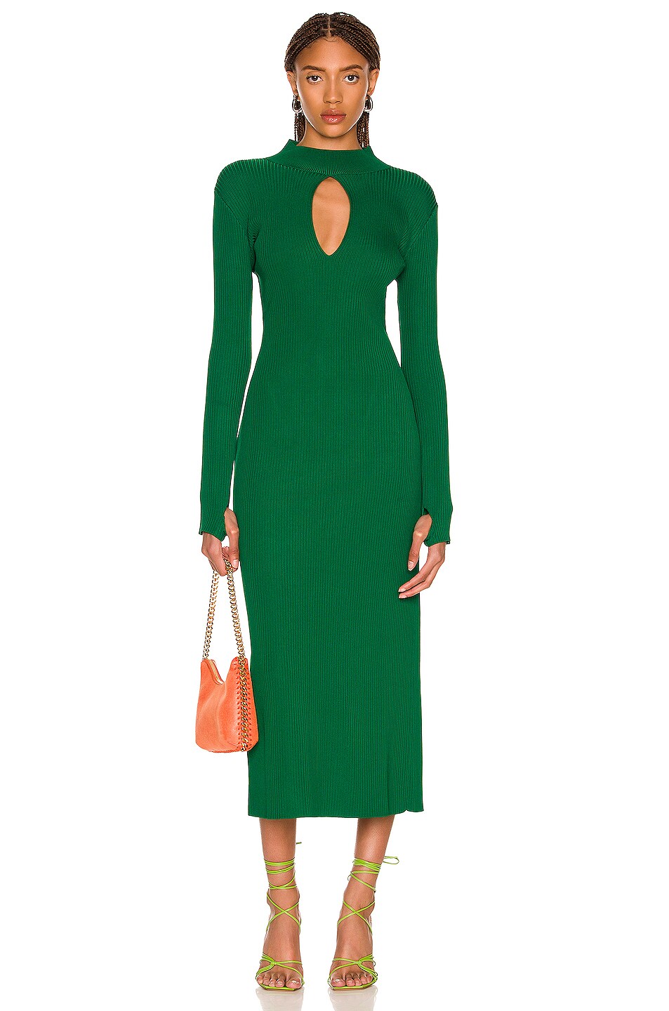 Image 1 of Monse Ribbed Keyhole Knit Dress in Grass