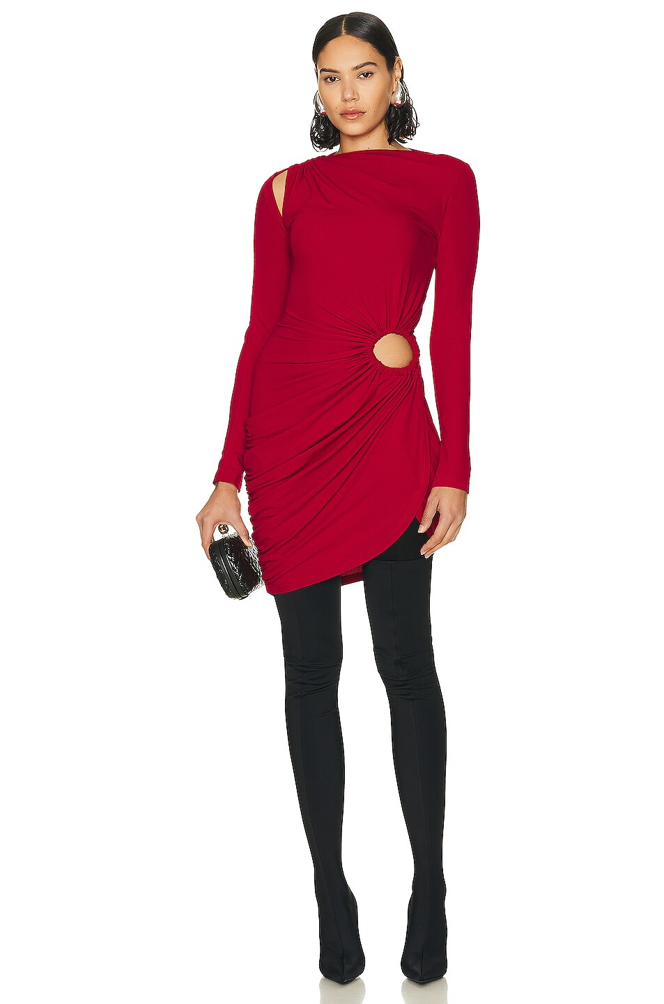 Image 1 of Monse Long Sleeve Keyhole Dress in Ruby