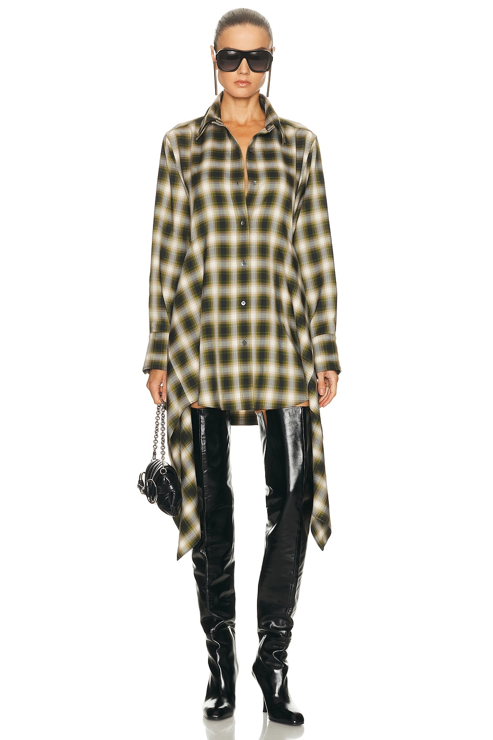 Image 1 of Monse Cascade Front Shirt Dress in Green