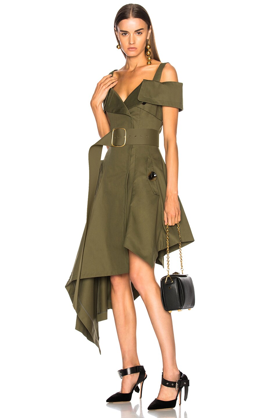 Image 1 of Monse for FWRD Canvas Dress in Olive