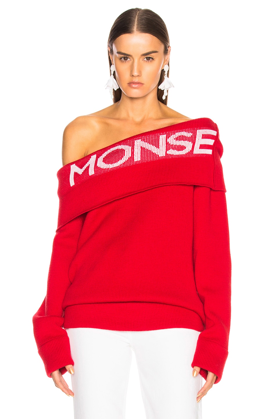 Image 1 of Monse Logo Twist Shawl Sweater in Red
