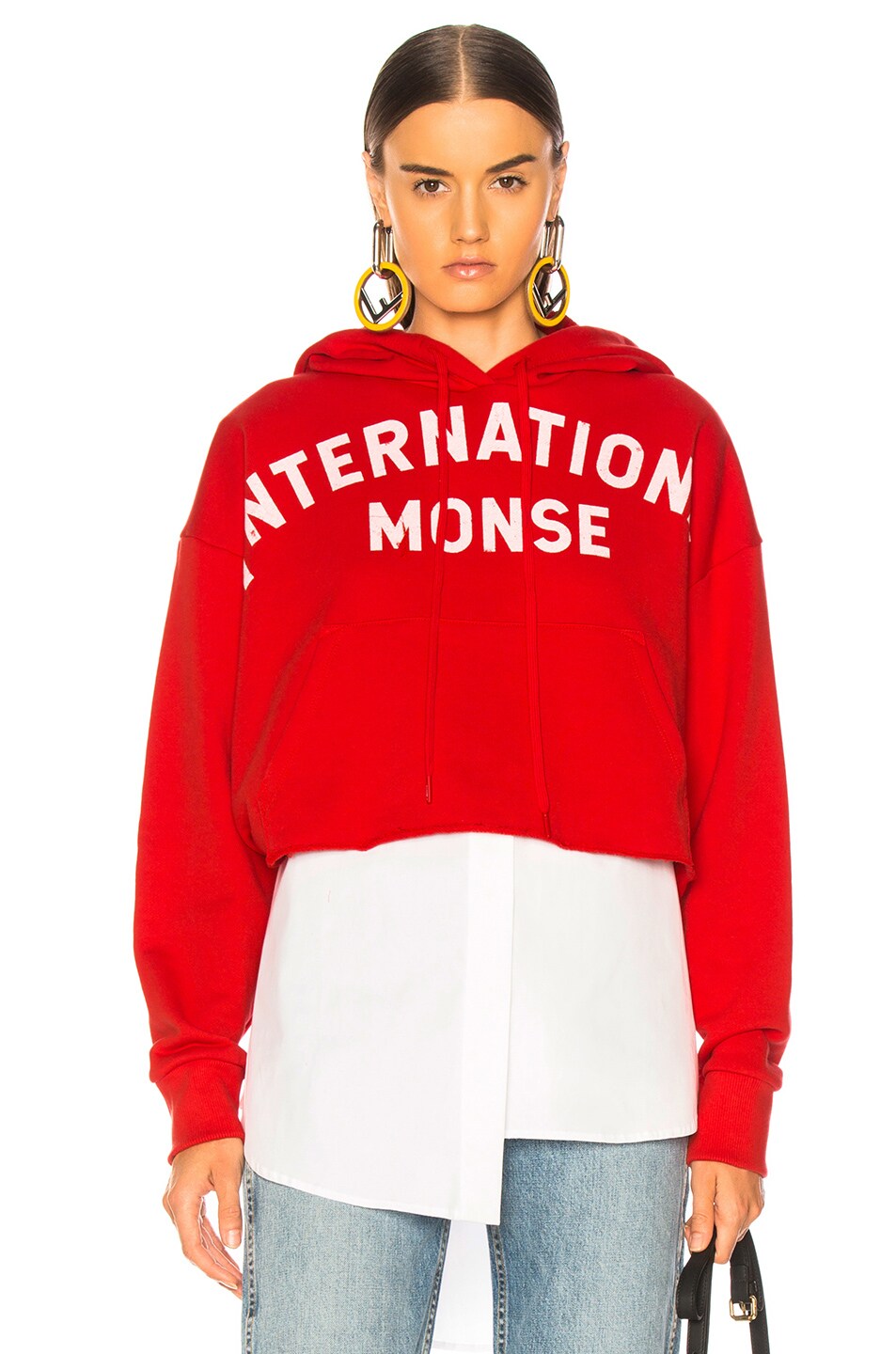 Image 1 of Monse Cropped Hoodie in Red