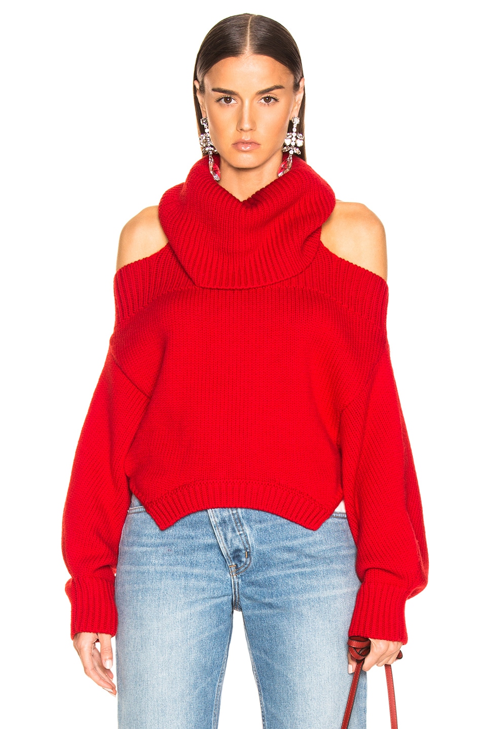 Image 1 of Monse Upside Down Turtleneck Sweater in Red