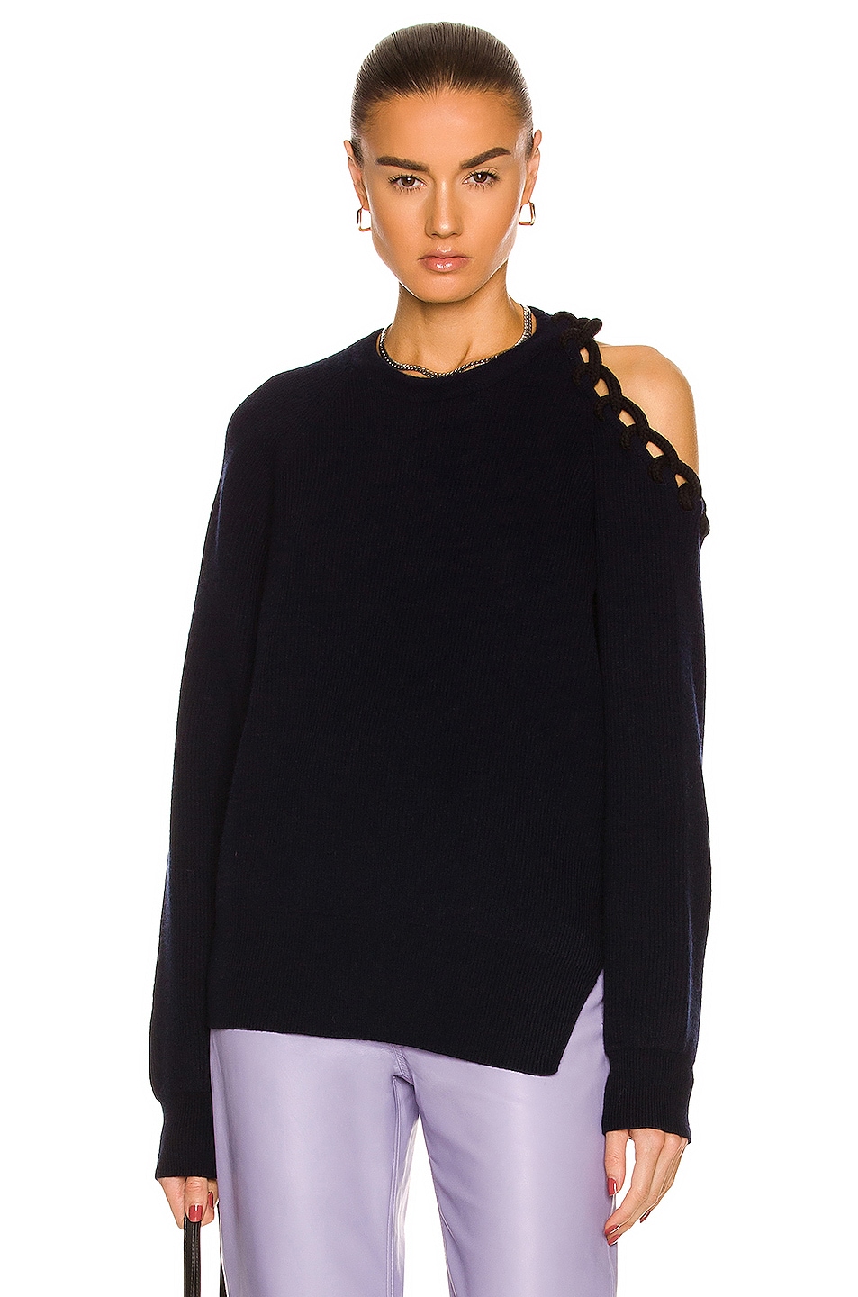 Image 1 of Monse Rope Cut Out Shoulder Sweater in Midnight