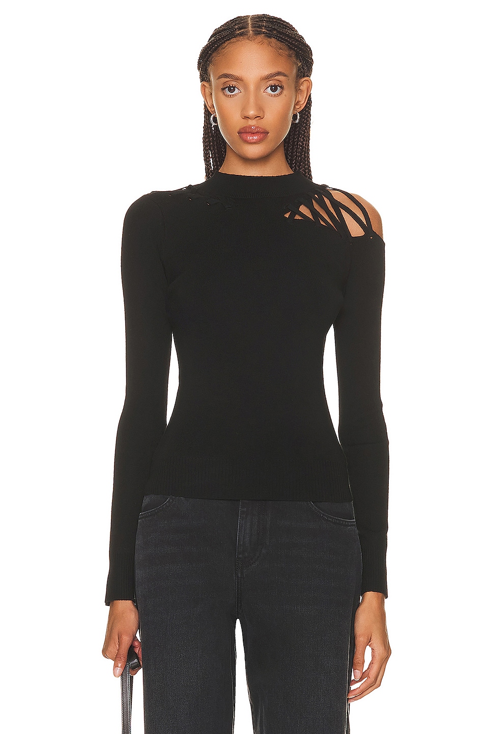 Image 1 of Monse Strappy Knit Sweater in Black