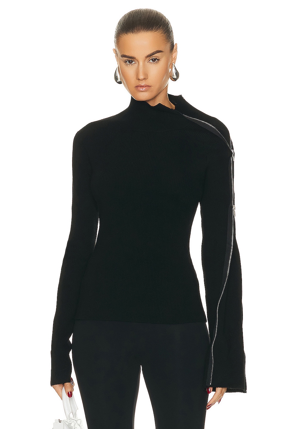 Image 1 of Monse Zipper Turtleneck Sweater in Black