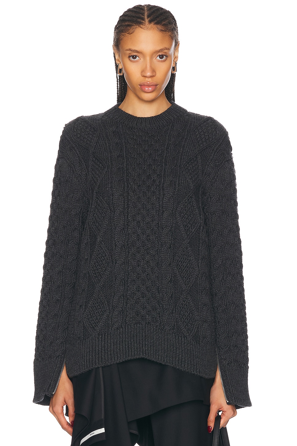 Zipper Oversized Sweater in Charcoal