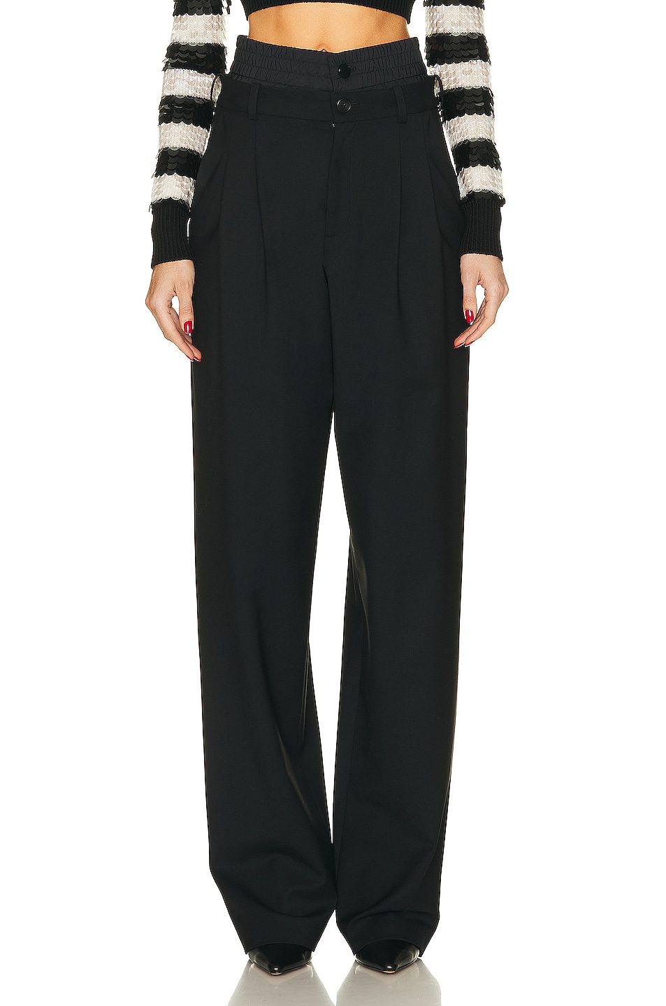 Image 1 of Monse Double Waistband Trouser in Black