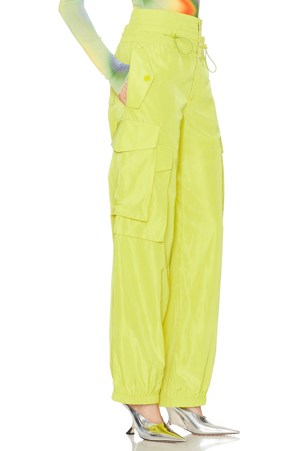 Shop Monse Double Waistband Cargo Pant In Lime