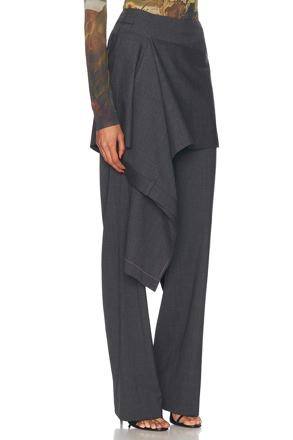 Shop Monse Tailored Skirt Trouser In Charcoal