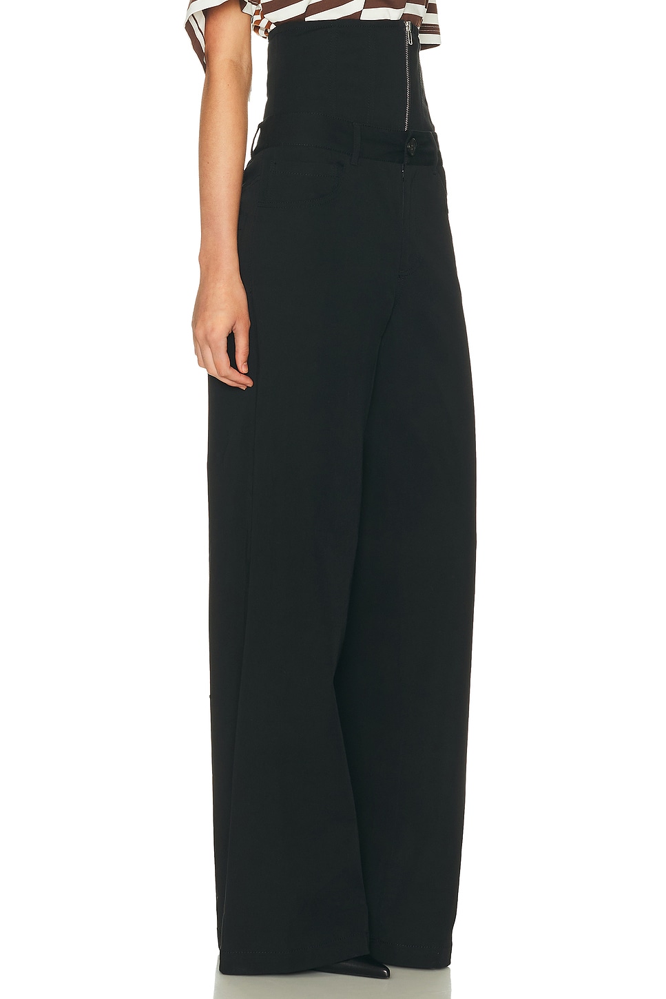 Monse Corseted Wide Leg Trouser In Black