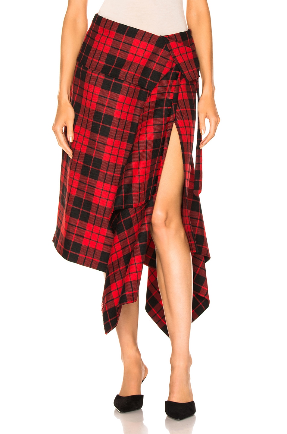 Image 1 of Monse Blanket Wrap Skirt in Red & Black